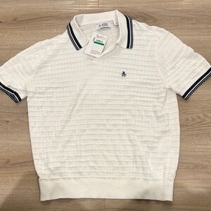 Original Penguin White Polo with Navy Contrast Trim